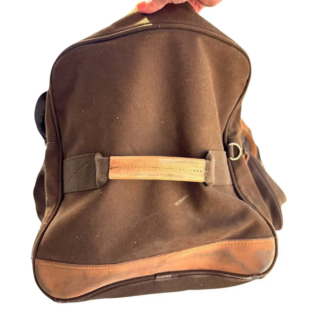 Vintage Cabelas Heavy Canvas Leather Travel Duffle Bag Large Weekender ARCO
